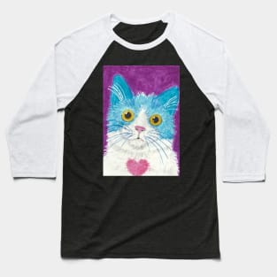 Cute blue cat face art Baseball T-Shirt